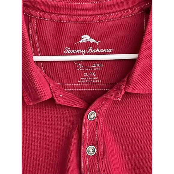 Tommy Bahama Shirt Mens X-Large Polo Supima Cotton Red Long Sleeve - Picture 6 of 6